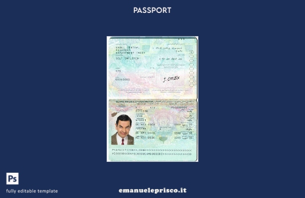 modello di passaporto afghano in stile verificato